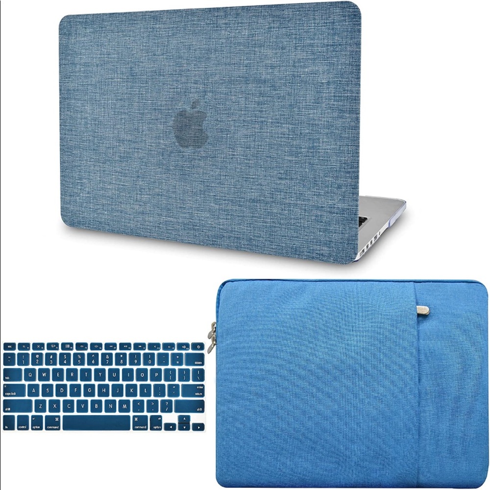 Mac Book Laptop Case, keyboard cover, and carrying sleeve blue A1425/A15…